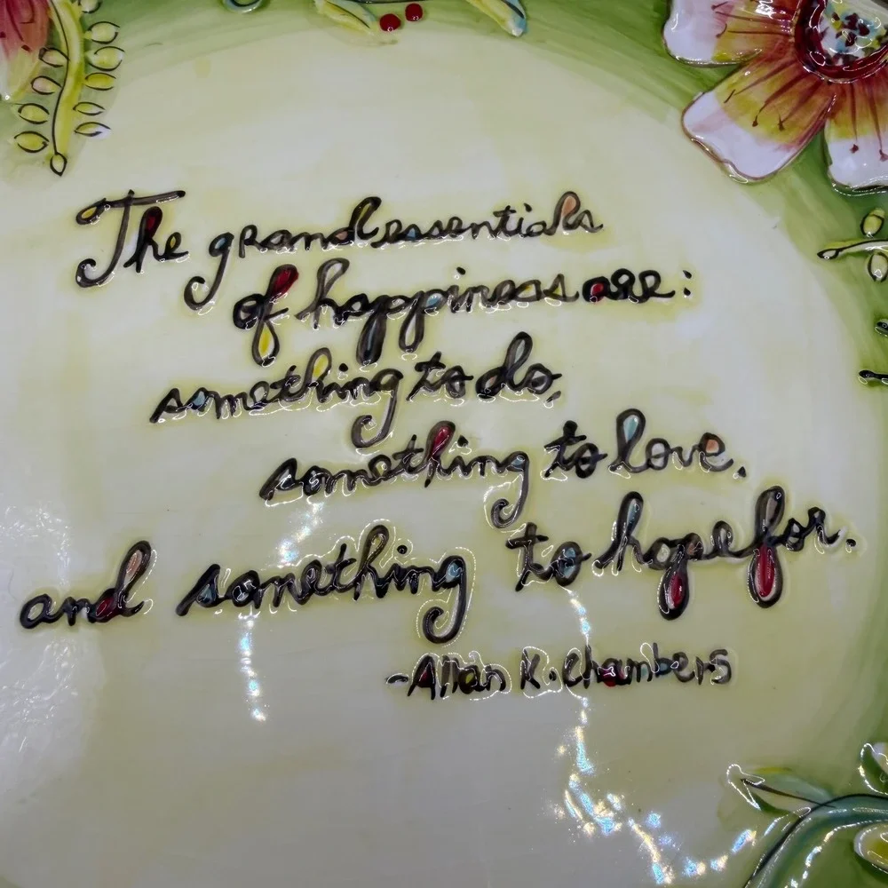 Cypress Hand‎ Painted Floral Serving Tray w Handles Quote Platter 15